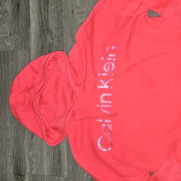 Calvin Klein Womens Bright Coral Hoodie. Sz Large! Mint Condition - Picture 3 of 4